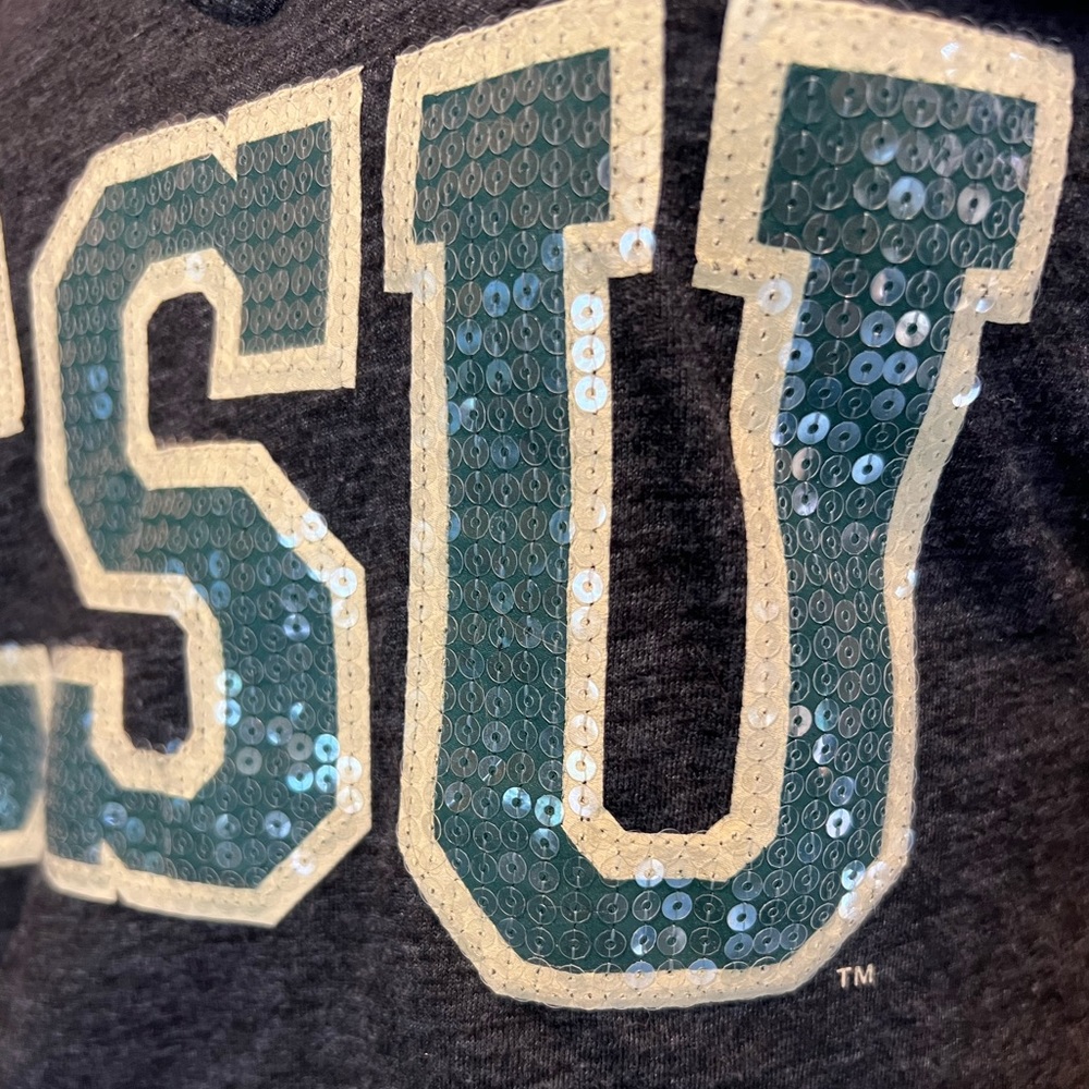 CSU Colorado State Rams Women’s S Long Sleeve Shirt Gray + Green + Tan Sequins - Picture 7 of 9